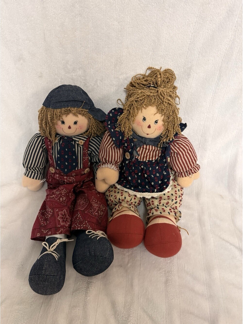 These are a pair of 2004 Prima Creations Americana "Raggedy Ann & Andy" style